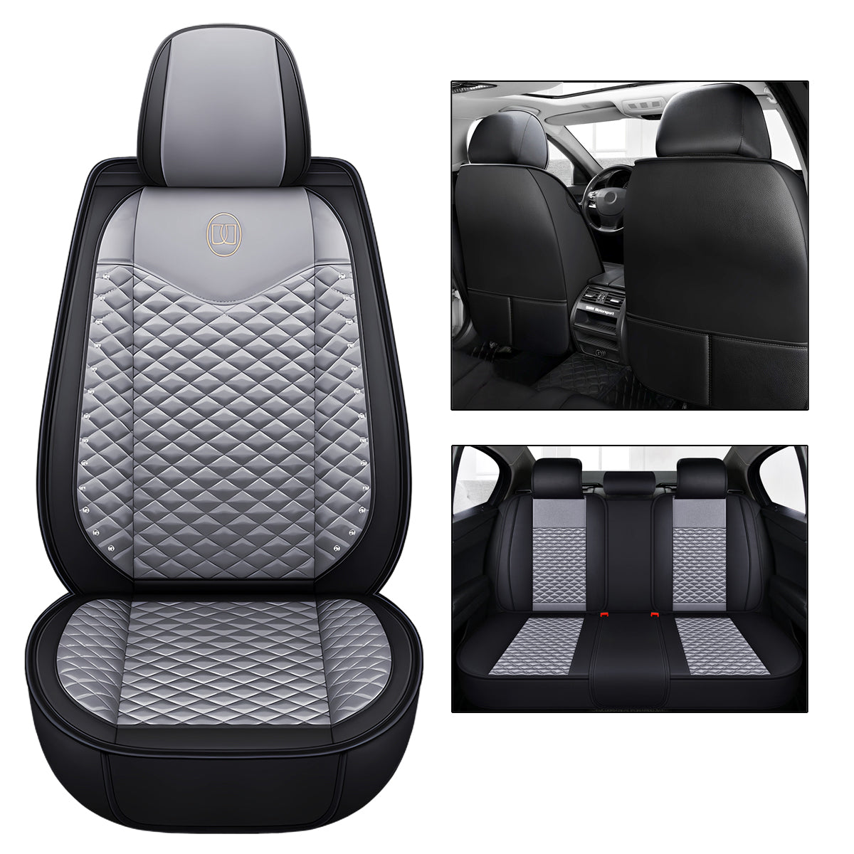 Universal Fit Car Seat Covers for 5-Seater Sedans SUV Full Set Front and Rear Seat Covers, Diamond Pattern