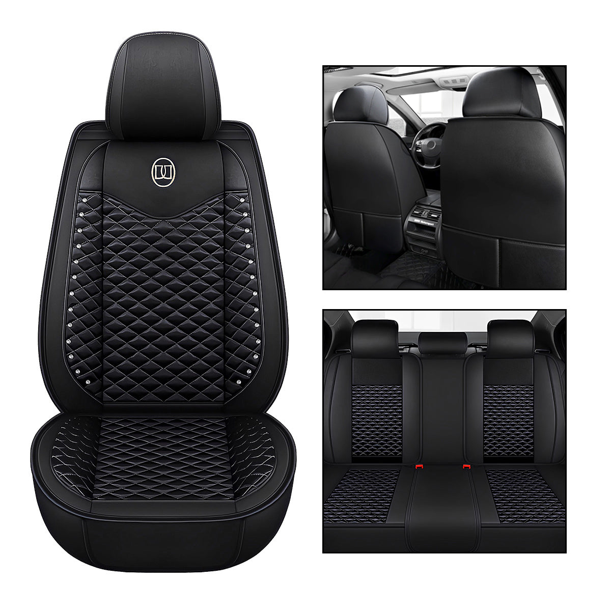 Universal Fit Car Seat Covers for 5-Seater Sedans SUV Full Set Front and Rear Seat Covers, Diamond Pattern