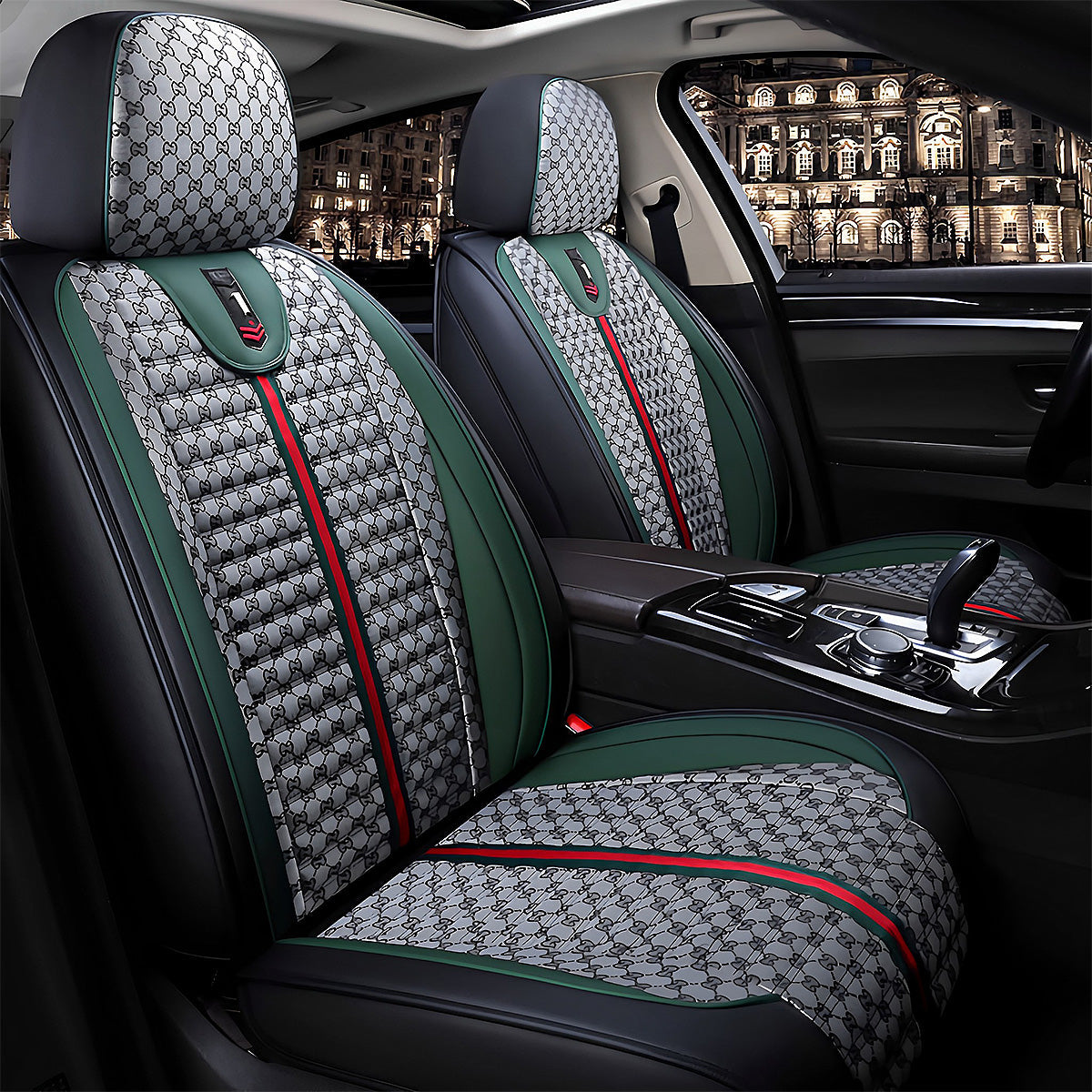 Universal Car Seat Covers Full Set for 5-Seat Sedan SUV, Striped Quilted Design Car Cushion Protective Cover