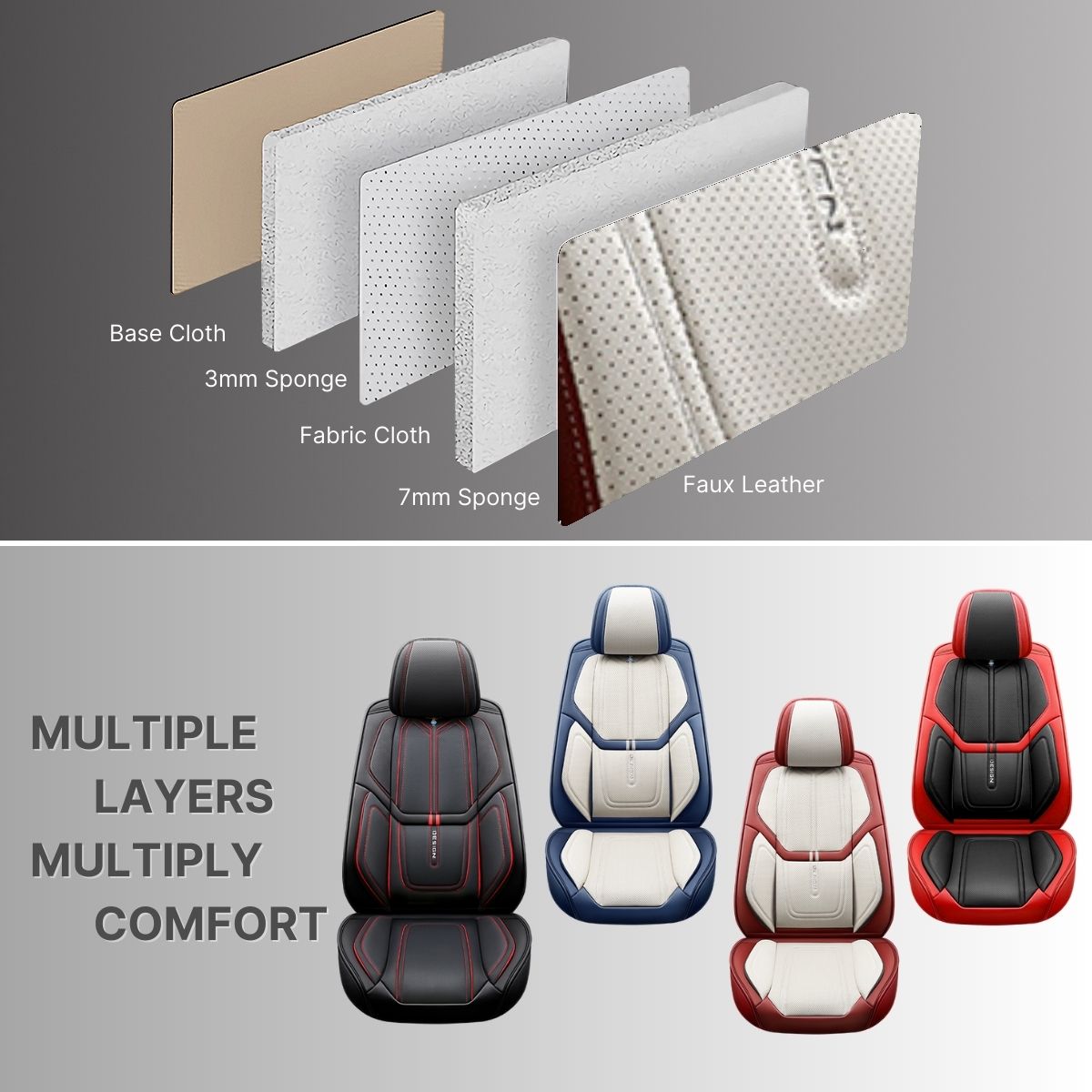 Faux Leather Geometric Pattern Car Seat Covers for 5-Seater Sedan SUV Full Set Universal Fit