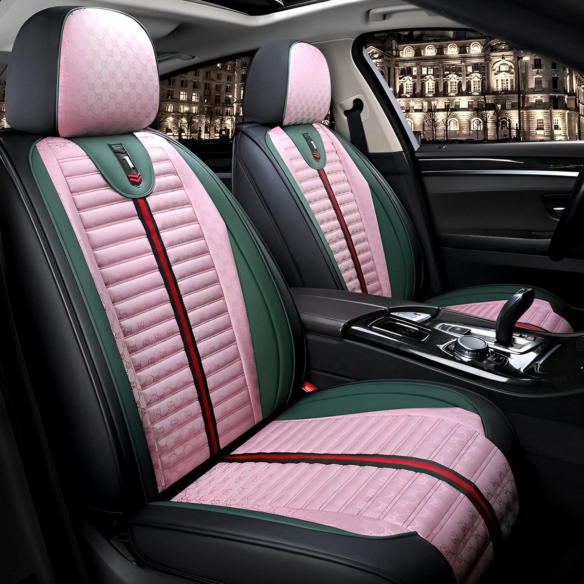 Universal Car Seat Covers Full Set for 5-Seat Sedan SUV, Striped Quilted Design Car Cushion Protective Cover