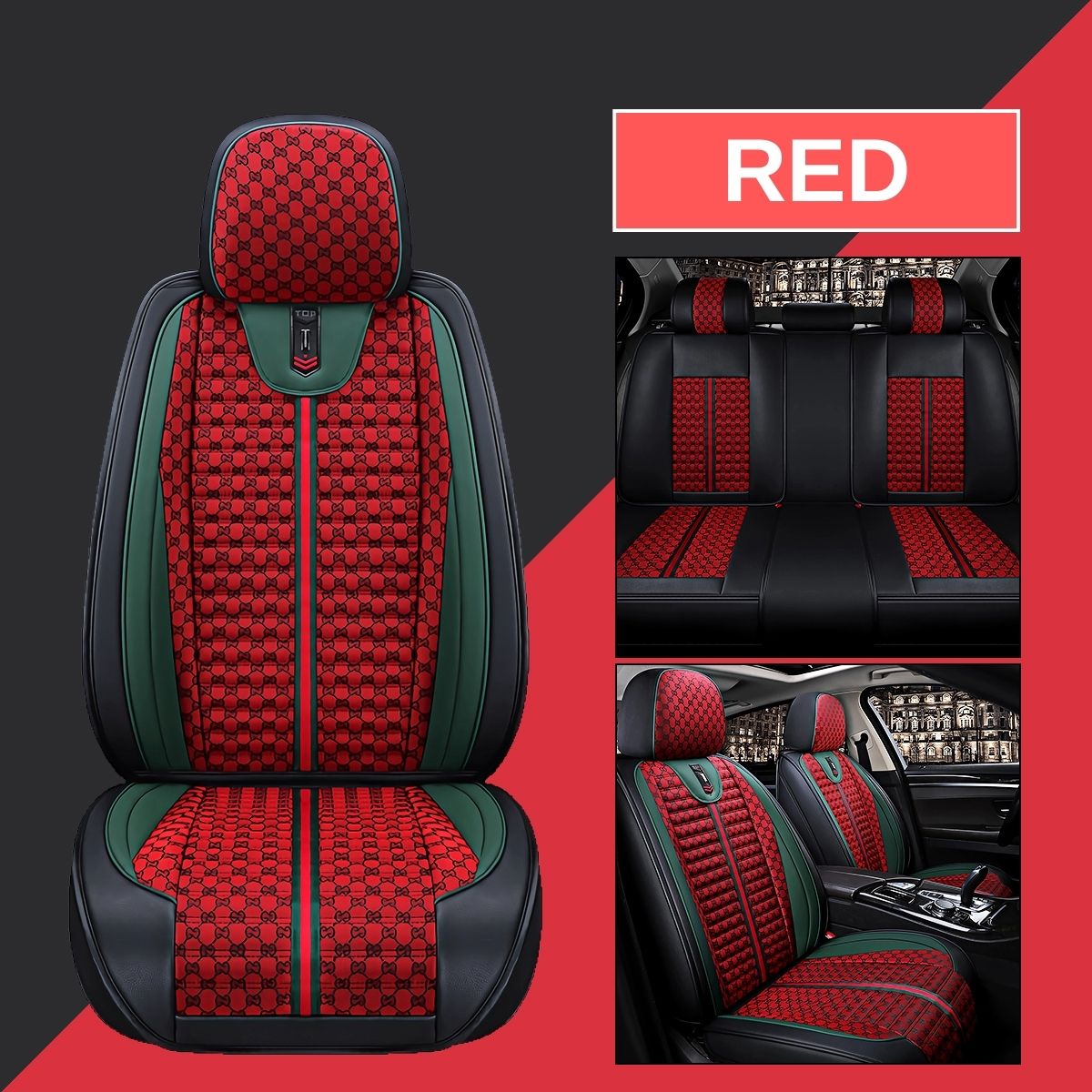 Universal Car Seat Covers Full Set for 5-Seat Sedan SUV, Striped Quilted Design Car Cushion Protective Cover