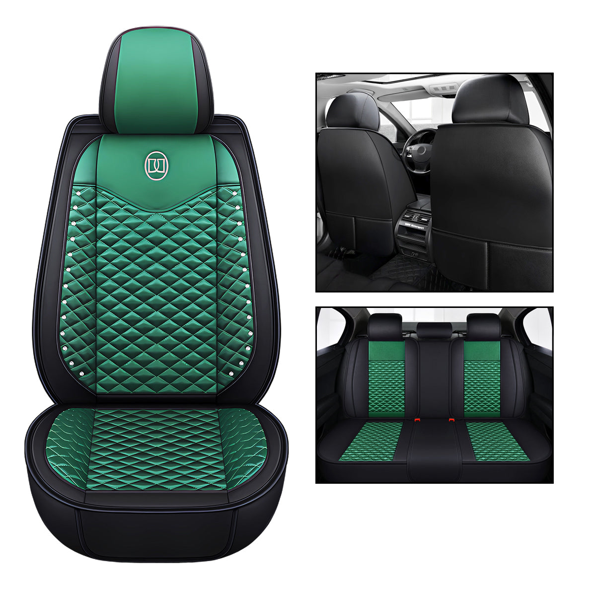 Universal Fit Car Seat Covers for 5-Seater Sedans SUV Full Set Front and Rear Seat Covers, Diamond Pattern