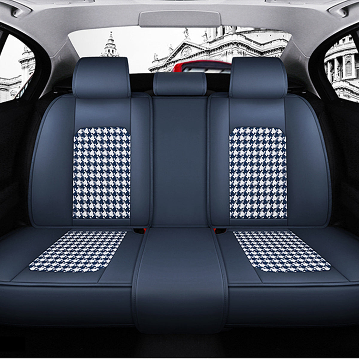 5-Seat Car Seat Covers with Houndstooth Pattern Universal Fit Seat Cushion Protective Covers for RDX Crosstour Ridgeline