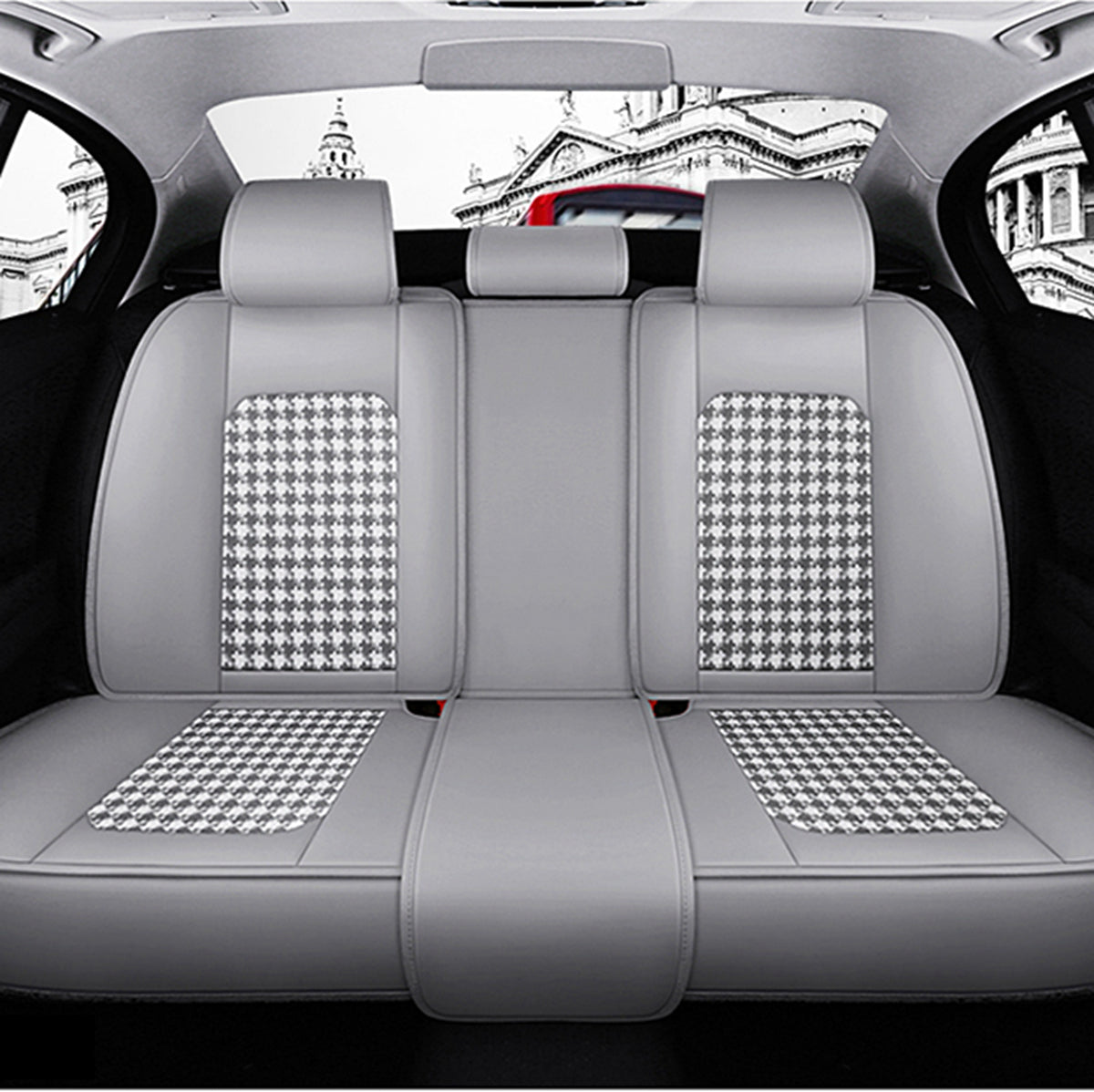 5-Seat Car Seat Covers with Houndstooth Pattern Universal Fit Seat Cushion Protective Covers for RDX Crosstour Ridgeline