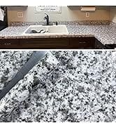 Teemall Light White Granite Look Marble Film Vinyl Self Adhesive Kitchen Countertop Peel Stick Wa...